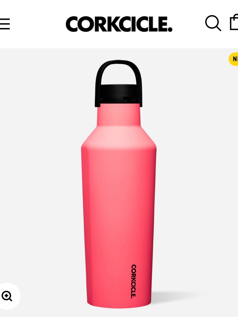 NEW Corkcicle 32 oz Stainless Bottle with Black Cap Handle